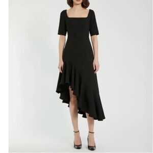 MAC DUGGAL
Black Crepe 3/4 Sleeve Asymmetrical Hem Dress